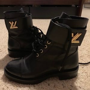 Louis Vuitton Black Wonderland Ranger Combat Boots